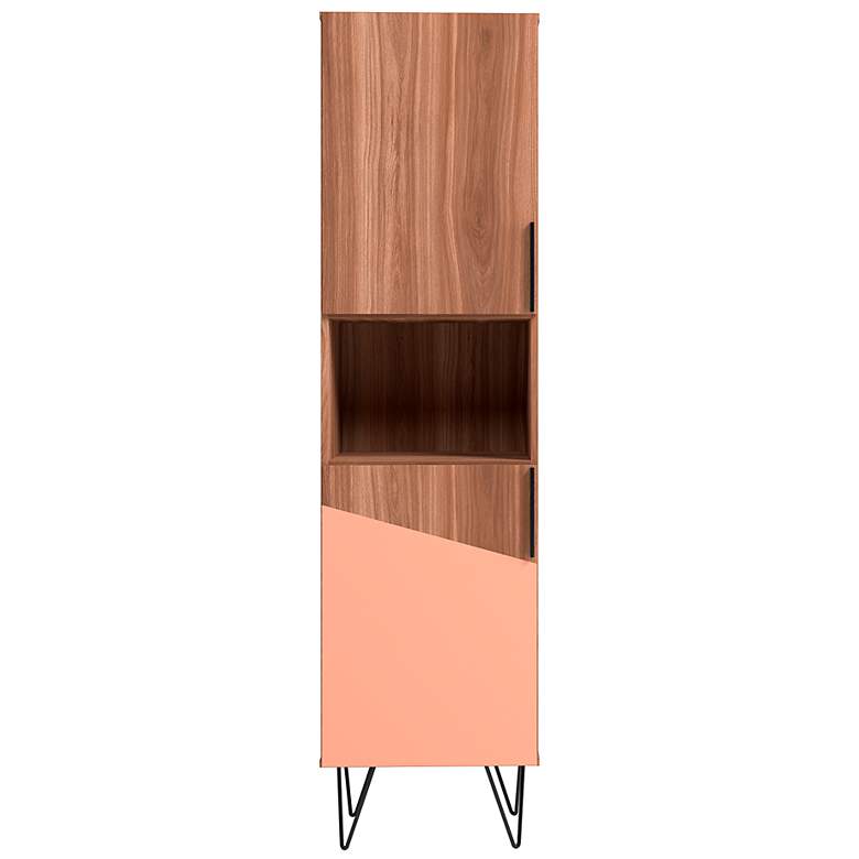 Image 4 Beekman 17 1/2"W Brown Pink 5-Shelf Narrow Bookcase Cabinet more views