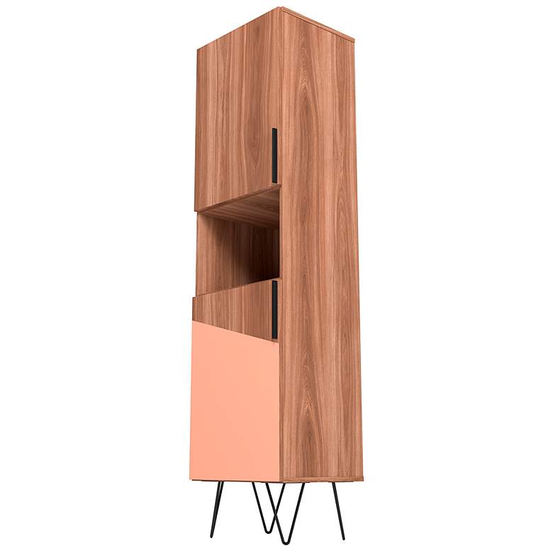 Image 5 Beekman 17 1/2"W Brown Pink 5-Shelf Narrow Bookcase Cabinet more views