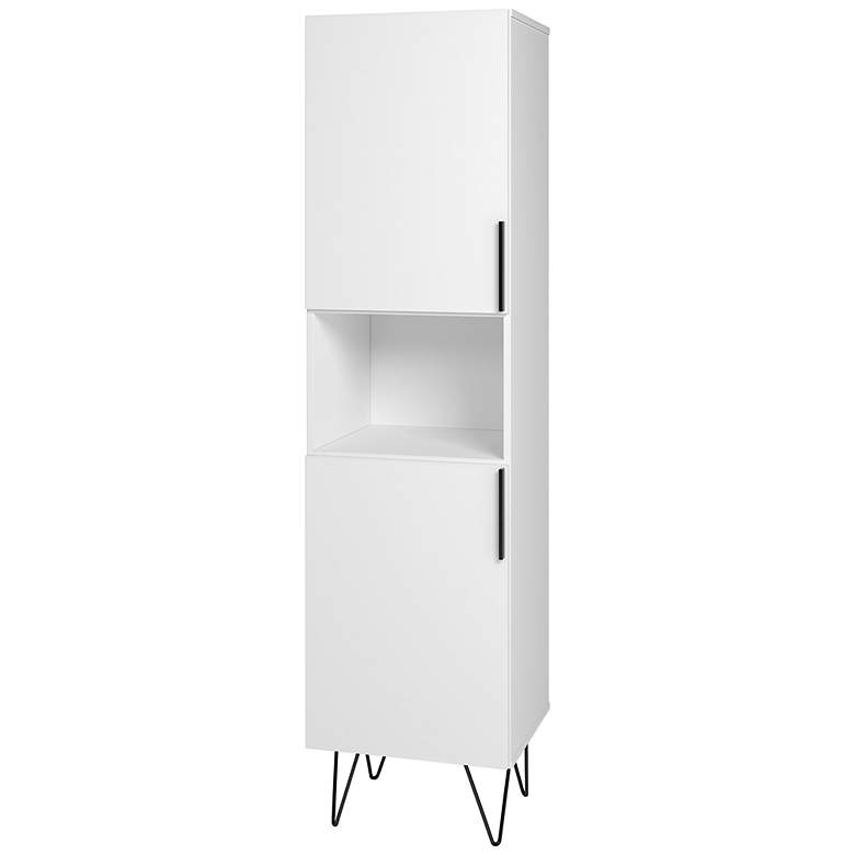 Image 2 Beekman 17 1/2 inchW White Wood 5-Shelf Narrow Bookcase Cabinet