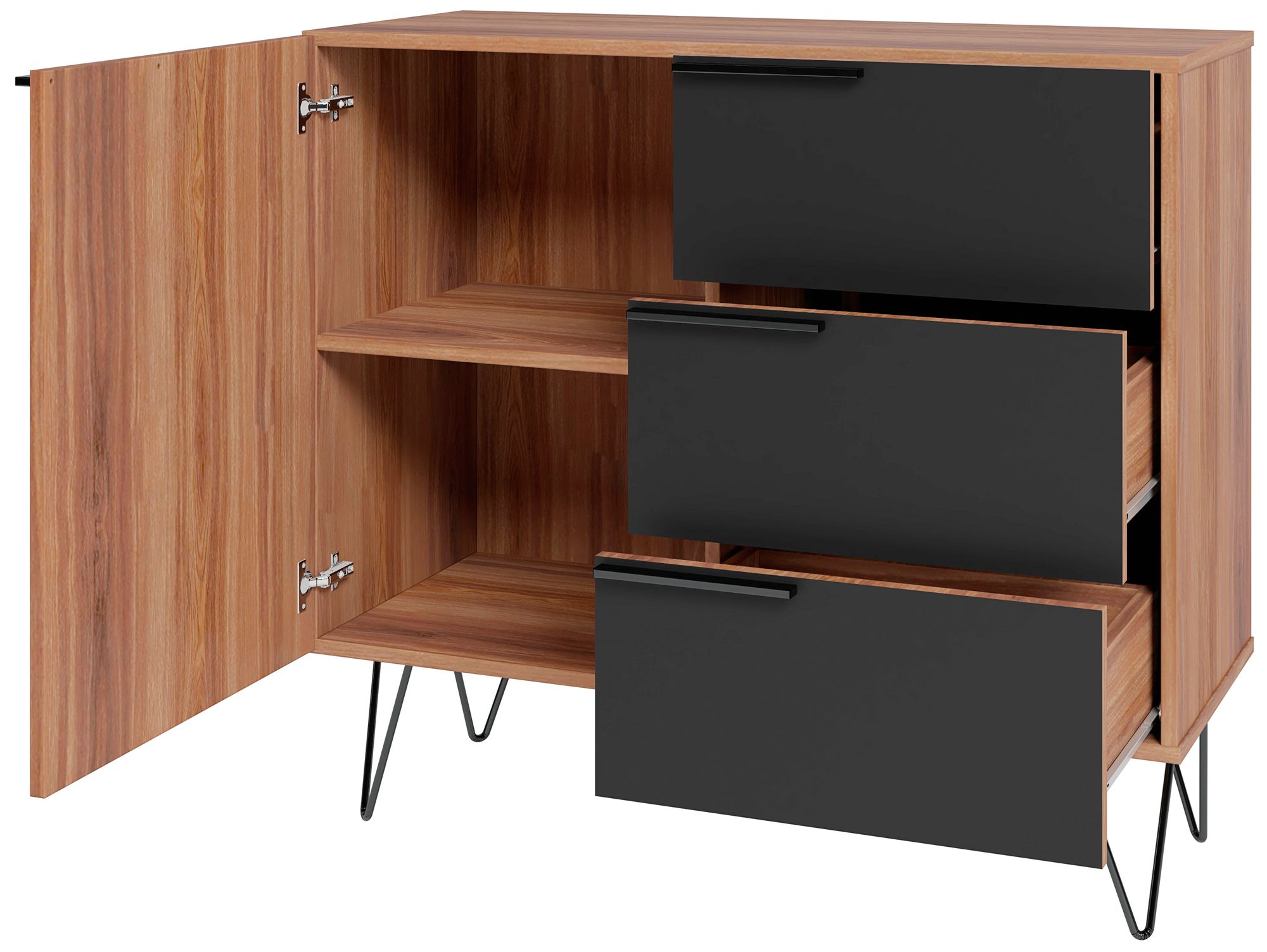 Beekman 35 1/2" Wide Brown Black Wood Modern 3-Drawer Dresser