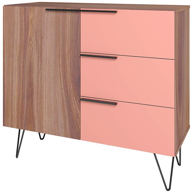 Image 2 Beekman 35 1/2 inch Wide Brown Pink Wood 3-Drawer Dresser