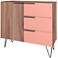 Beekman 35 1/2" Wide Brown Pink Wood 3-Drawer Dresser