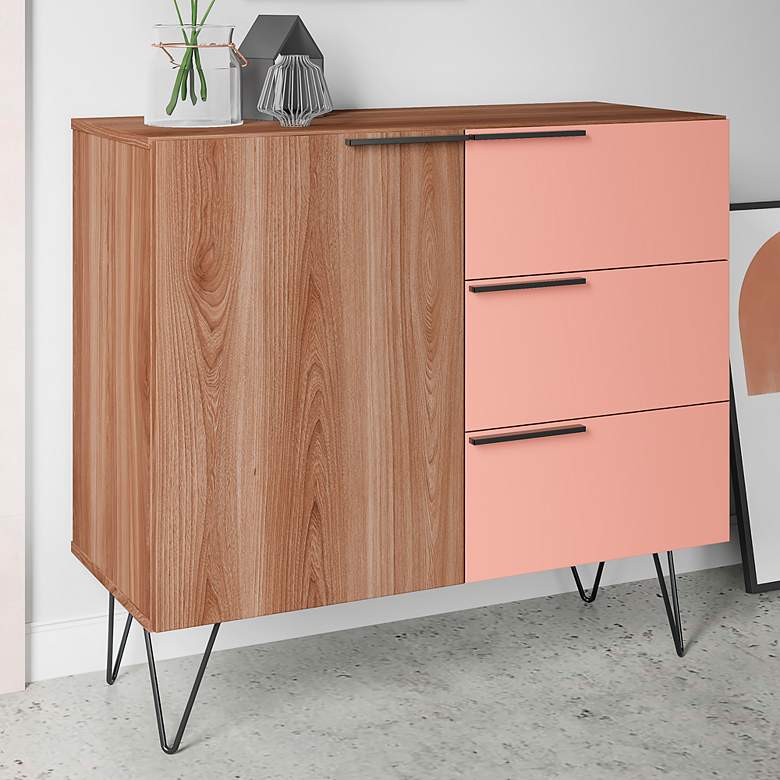 Image 1 Beekman 35 1/2 inch Wide Brown Pink Wood 3-Drawer Dresser