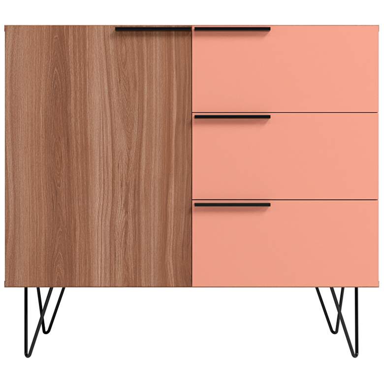 Image 4 Beekman 35 1/2 inch Wide Brown Pink Wood 3-Drawer Dresser more views