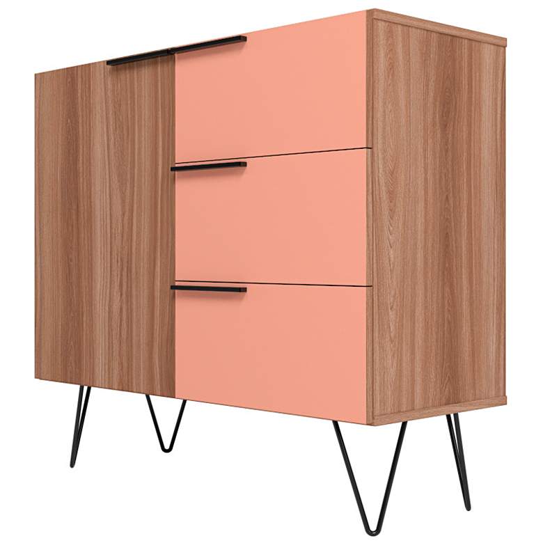 Image 5 Beekman 35 1/2 inch Wide Brown Pink Wood 3-Drawer Dresser more views