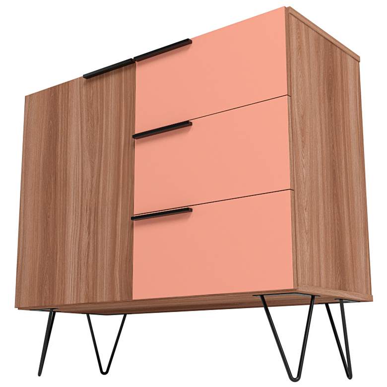 Image 6 Beekman 35 1/2 inch Wide Brown Pink Wood 3-Drawer Dresser more views
