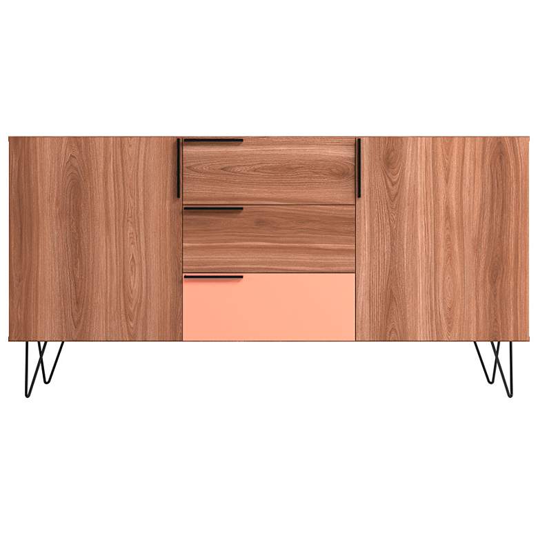 Image 3 Beekman 63" Wide Brown Pink Wood 3-Drawer Sideboard more views
