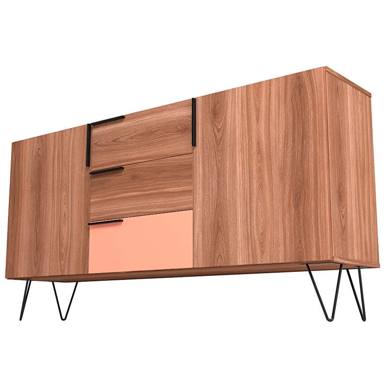 Image 4 Beekman 63" Wide Brown Pink Wood 3-Drawer Sideboard more views