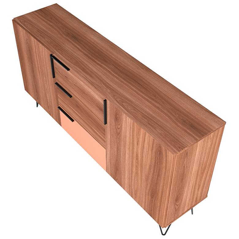 Image 6 Beekman 63" Wide Brown Pink Wood 3-Drawer Sideboard more views