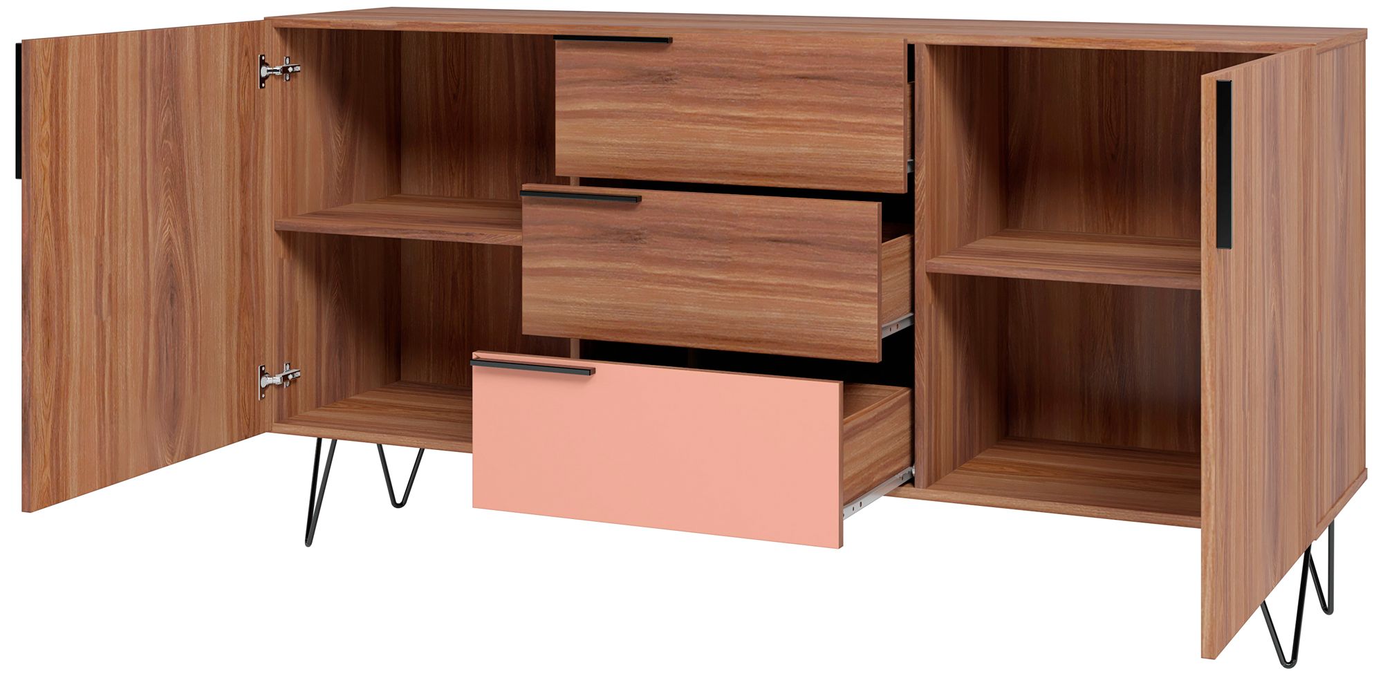 Beekman 63" Wide Brown Pink Wood 3-Drawer Sideboard