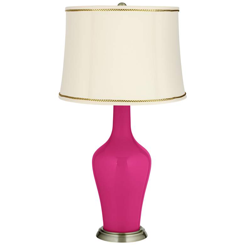 Image 1 Beetroot Purple Anya Table Lamp with President&#39;s Braid Trim