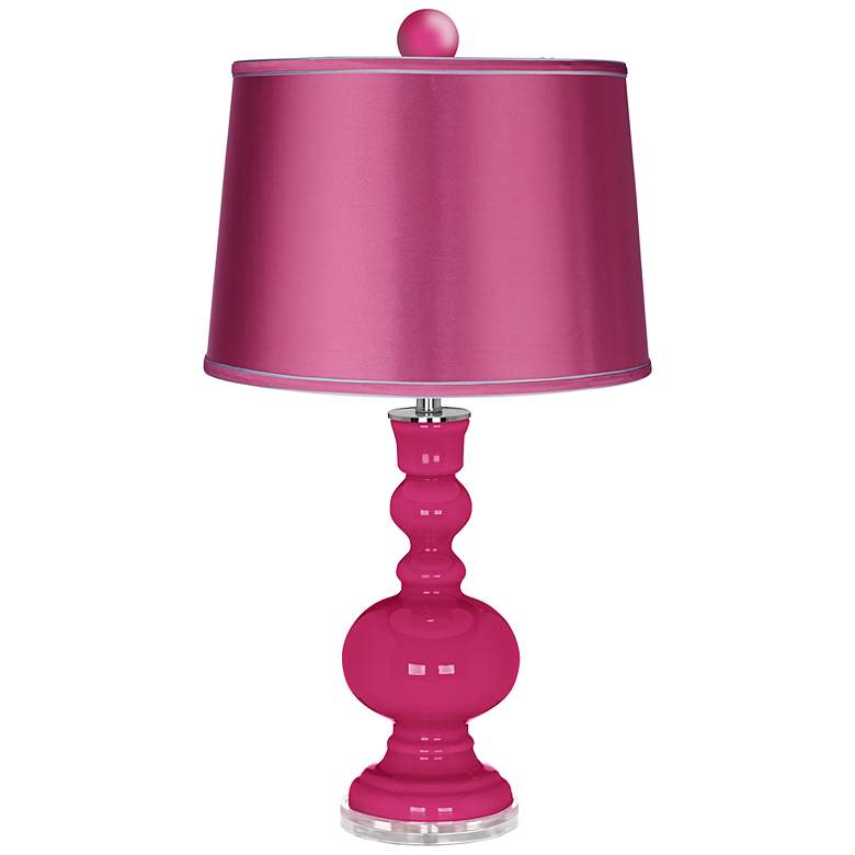 Image 1 Beetroot Purple Apothecary Lamp-Finial and Satin Pink Shade