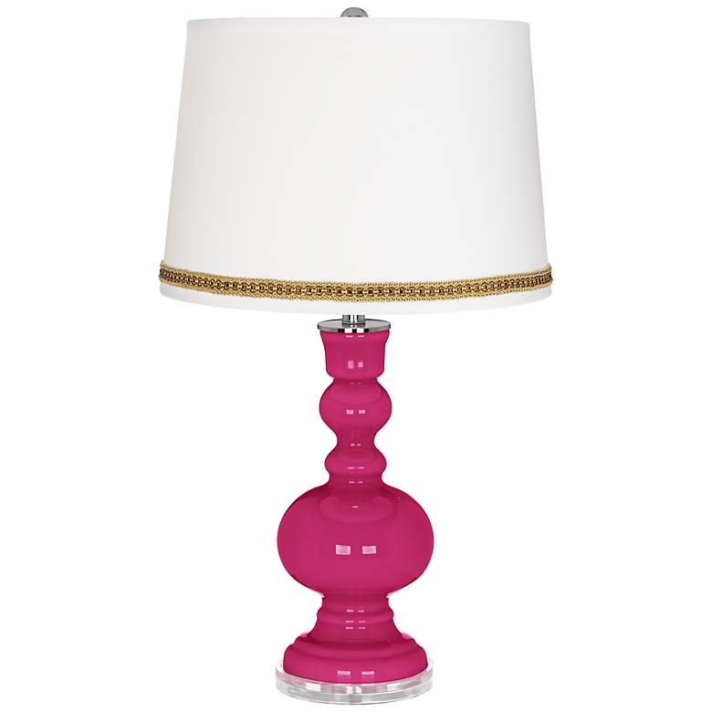 Image 1 Beetroot Purple Apothecary Table Lamp with Braid Trim