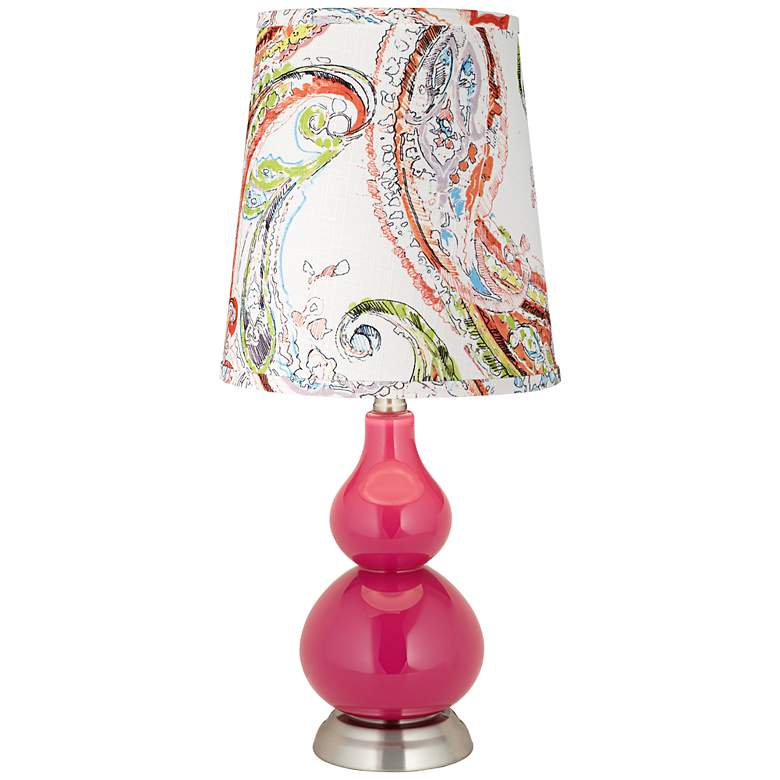 Image 1 Beetroot Purple Blurred Paisley Cone Small Gourd Lamp