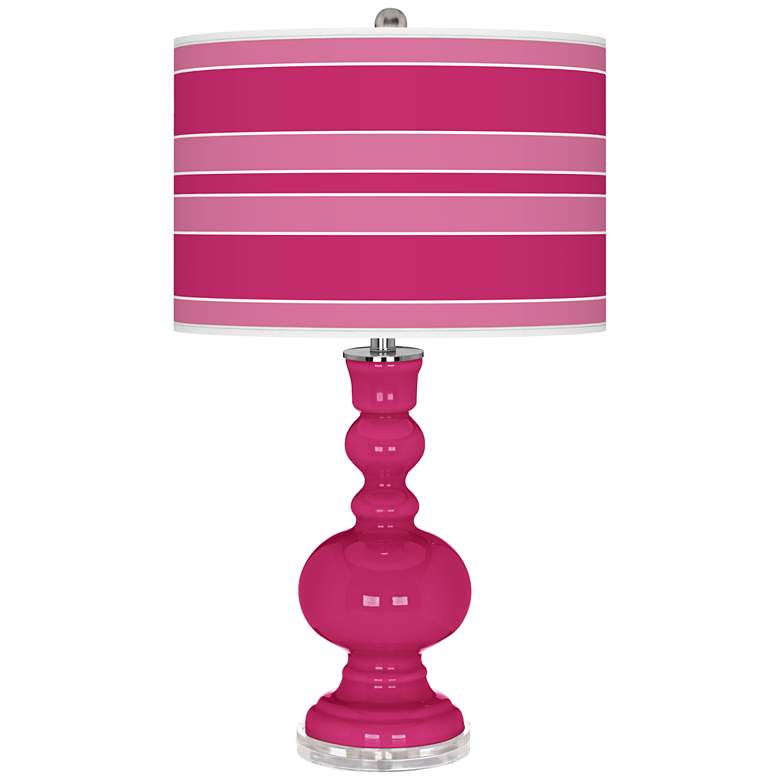 Image 1 Beetroot Purple Bold Stripe Apothecary Table Lamp