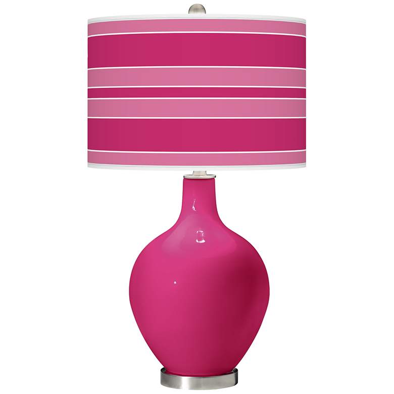 Image 1 Beetroot Purple Bold Stripe Ovo Table Lamp