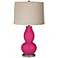 Beetroot Purple Linen Drum Shade Double Gourd Table Lamp