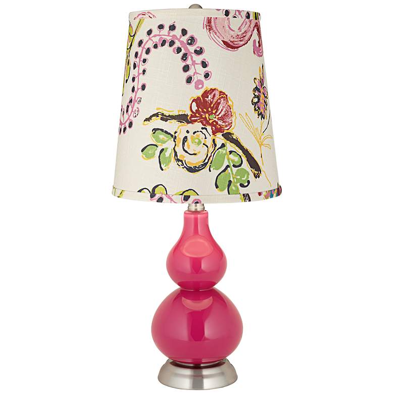 Image 1 Beetroot Purple Paisley Floral Cone Shade Small Gourd Table Lamp