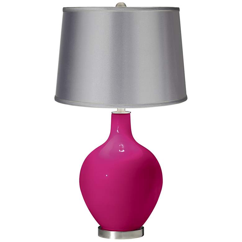 Image 1 Beetroot Purple - Satin Light Gray Shade Ovo Table Lamp