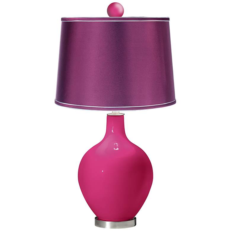 Image 1 Beetroot Purple - Satin Plum Ovo Lamp with Color Finial