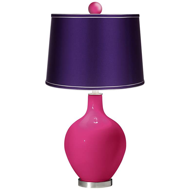 Image 1 Beetroot Purple - Satin Purple Ovo Lamp with Color Finial