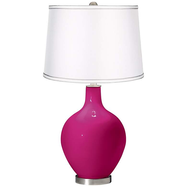 Image 1 Beetroot Purple - Satin Silver White Shade Ovo Table Lamp