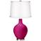 Beetroot Purple - Satin Silver White Shade Ovo Table Lamp