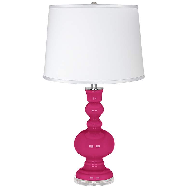 Image 1 Beetroot Purple - Satin Silver White Shade Table Lamp