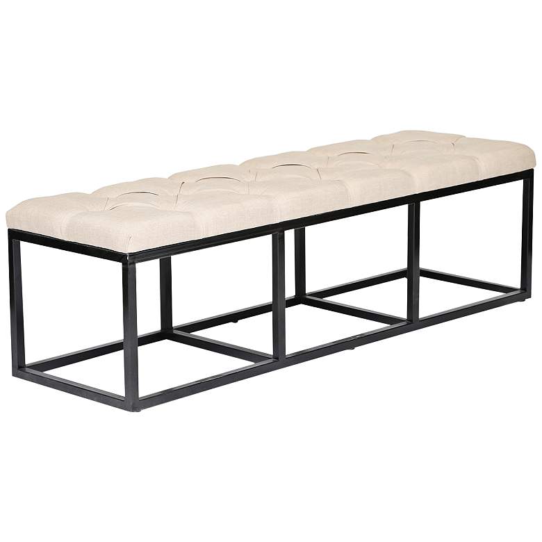 Image 1 Beford Cream Linen Tufted Bench