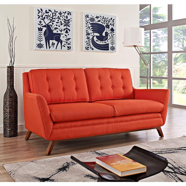 Image 1 Beguile 71 1/2 inch Wide Atomic Red Fabric Tufted Loveseat