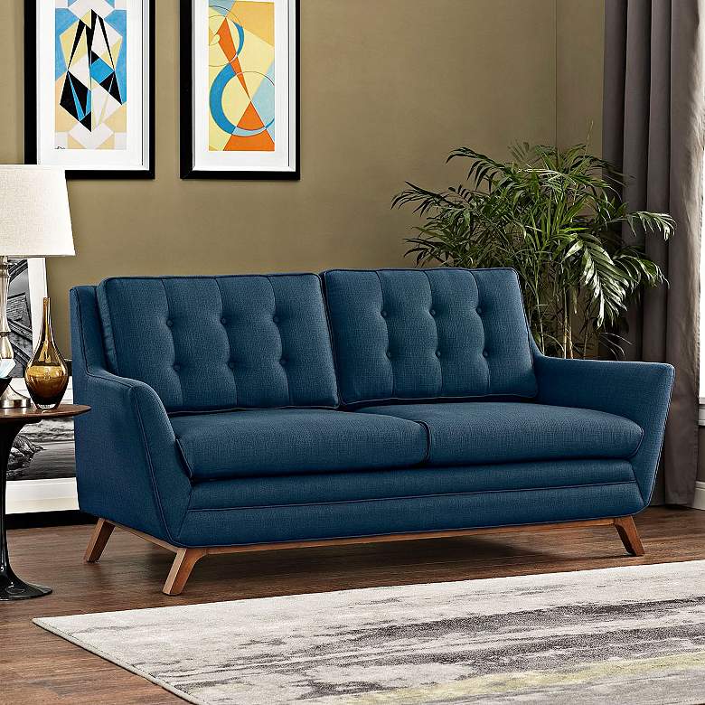 Image 1 Beguile 71 1/2" Wide Azure Fabric Tufted Loveseat