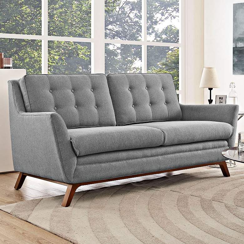 Beguile 71 1/2&quot; Wide Expectation Gray Fabric Tufted Loveseat