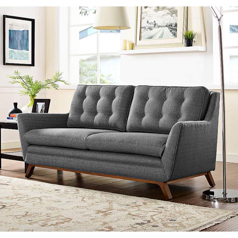 Image 1 Beguile 71 1/2 inch Wide Gray Fabric Tufted Loveseat