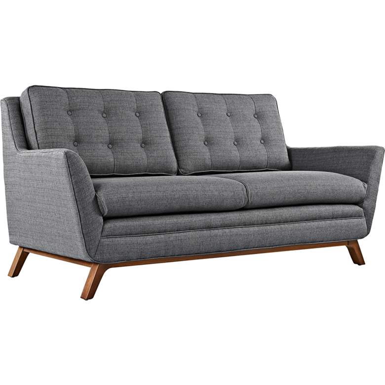 Image 3 Beguile 71 1/2" Wide Gray Fabric Tufted Loveseat more views