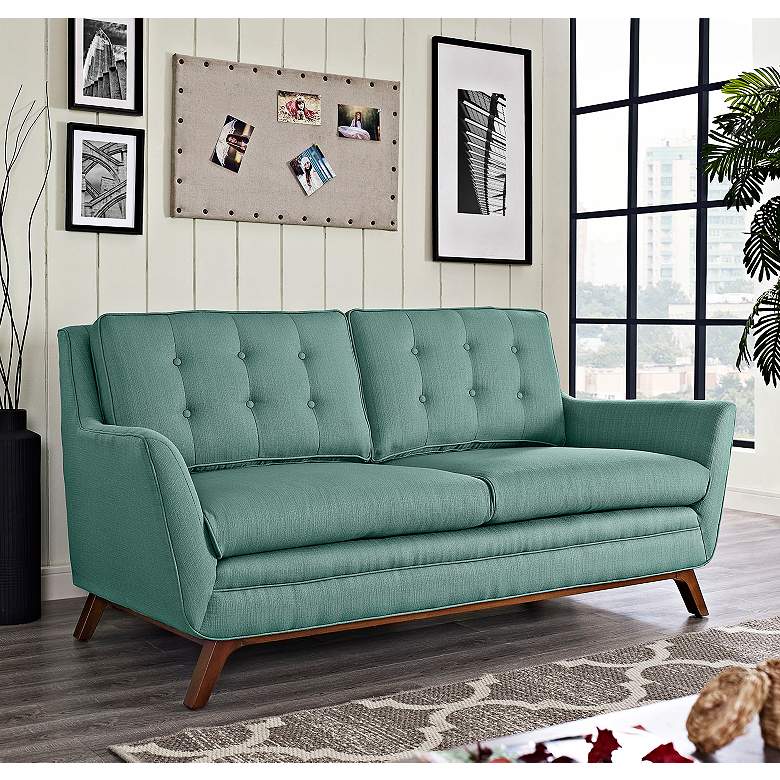 Image 1 Beguile 71 1/2" Wide Laguna Fabric Tufted Loveseat