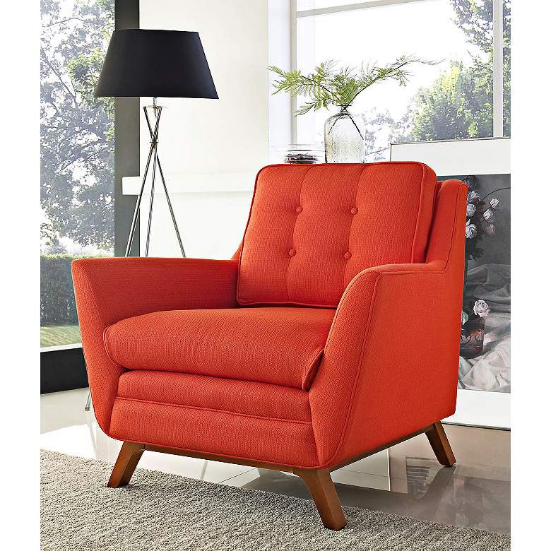 Image 1 Beguile Atomic Red Fabric Tufted Armchair