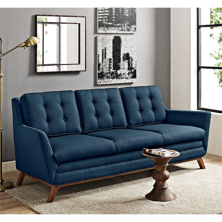 Image 1 Beguile Azure 83 1/2" Wide Fabric Tufted Sofa