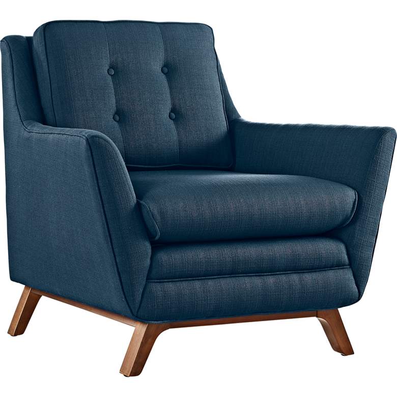 Image 2 Beguile Blue Azure Fabric Tufted Armchair