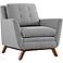 Beguile Expectation Gray Fabric Tufted Armchair