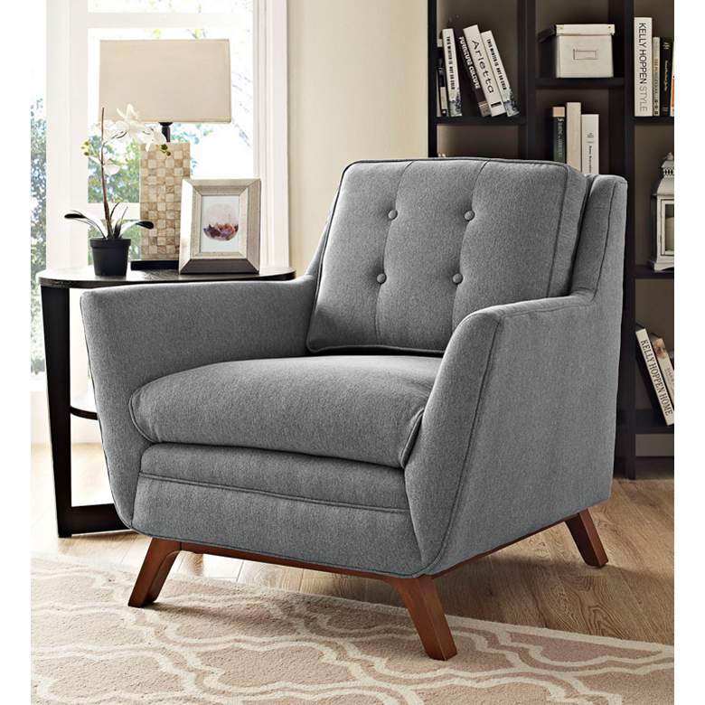 Image 1 Beguile Expectation Gray Fabric Tufted Armchair