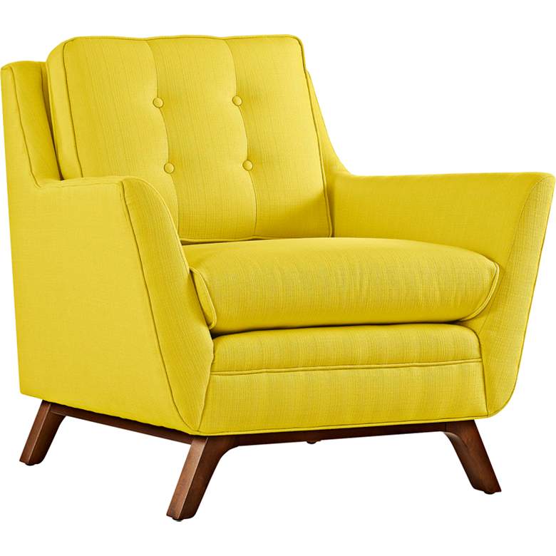 Image 1 Beguile Sunny Yellow Fabric Tufted Armchair
