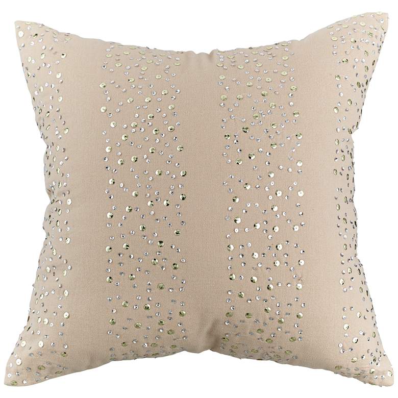 Image 1 Beige and Silver Sequin 18 inch Square Throw Pillow