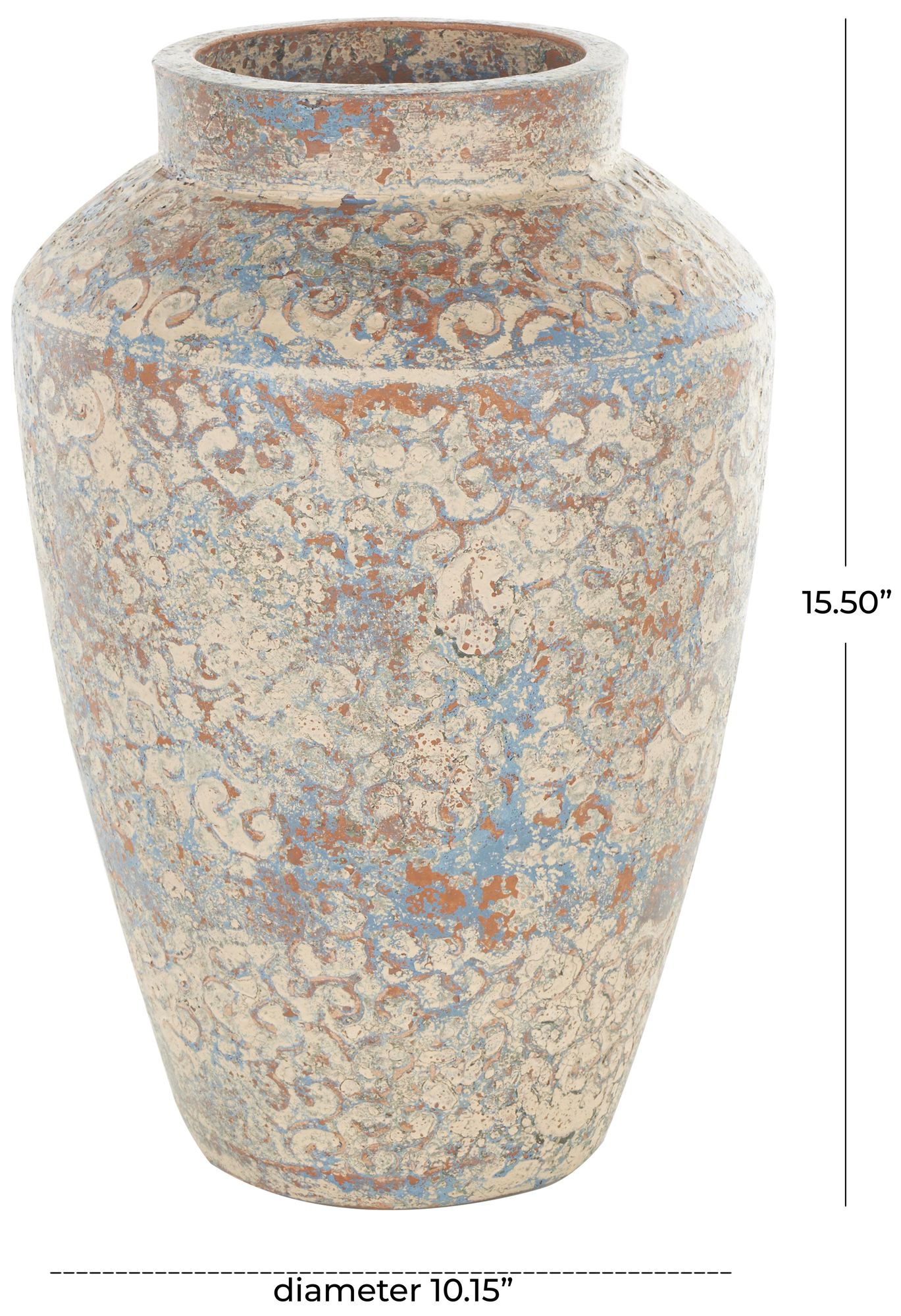 Image 7 Beige Ceramic Farmhouse Vase, 10" x 10" x 16" more views