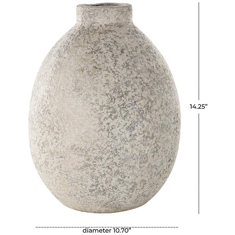 Image 7 Beige Ceramic Farmhouse Vase, 11" x 11" x 14" more views