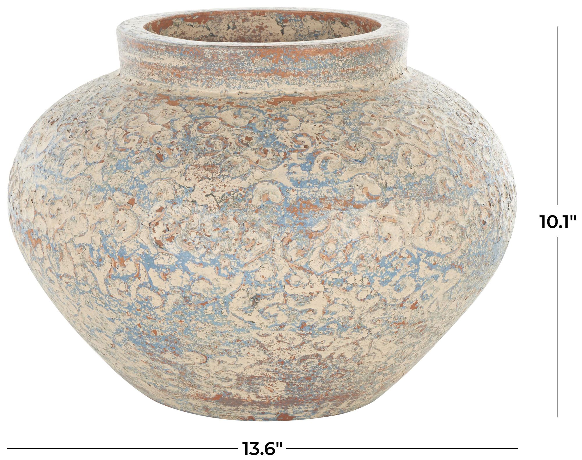 Image 7 Beige Ceramic Farmhouse Vase, 14" x 13" x 10" more views