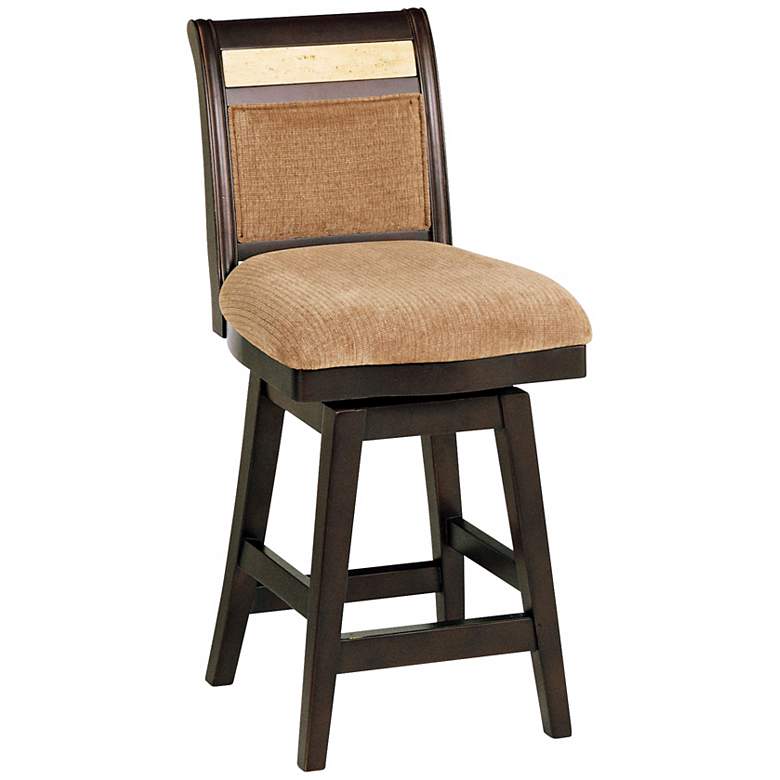 Image 1 Beige Chenille 26 inch High Swivel Counter Stool