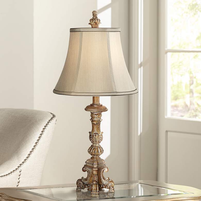 Image 1 Beige French Candlestick 26 inch High Table Lamp