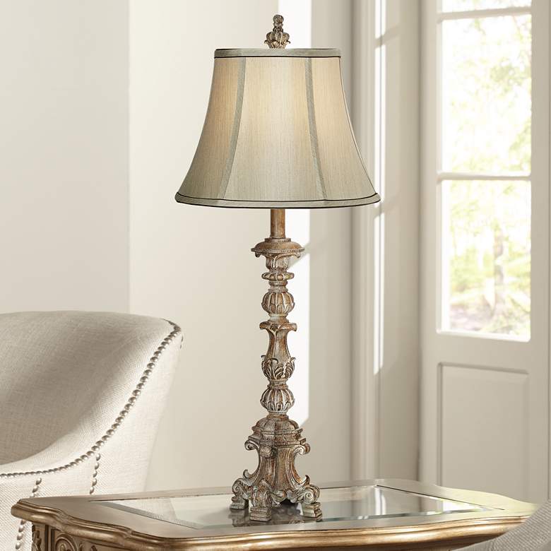 Image 1 Beige French Candlestick 31 inch High Table Lamp