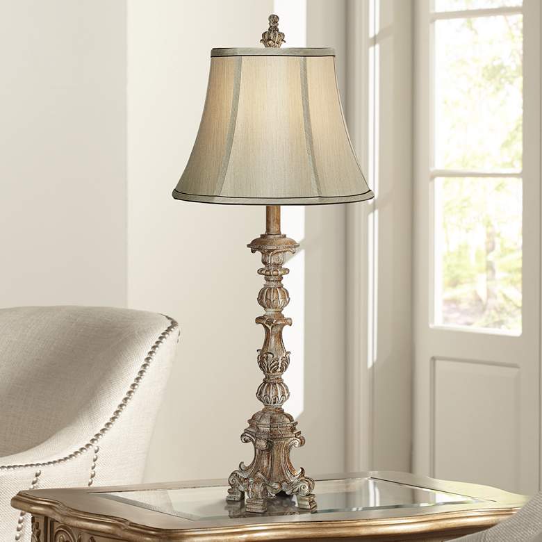 Image 1 Beige French Candlestick 31" High Table Lamp