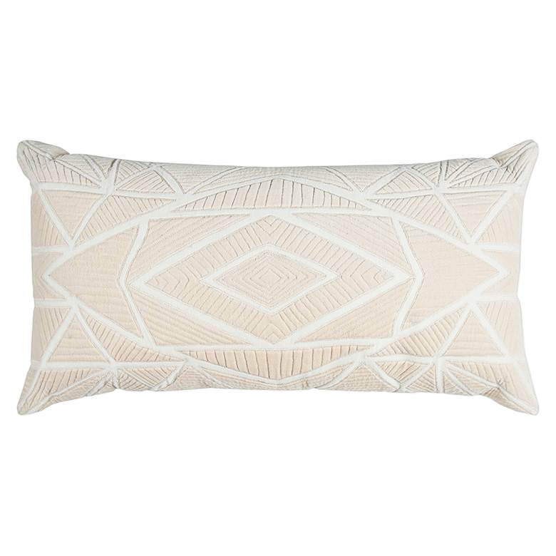 Image 1 Beige Geometric Velvet 26 inch x 14 inch Decorative Filled Pillow